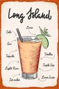 Holzschild 30x20 cm Long Island Cocktail Recipe
