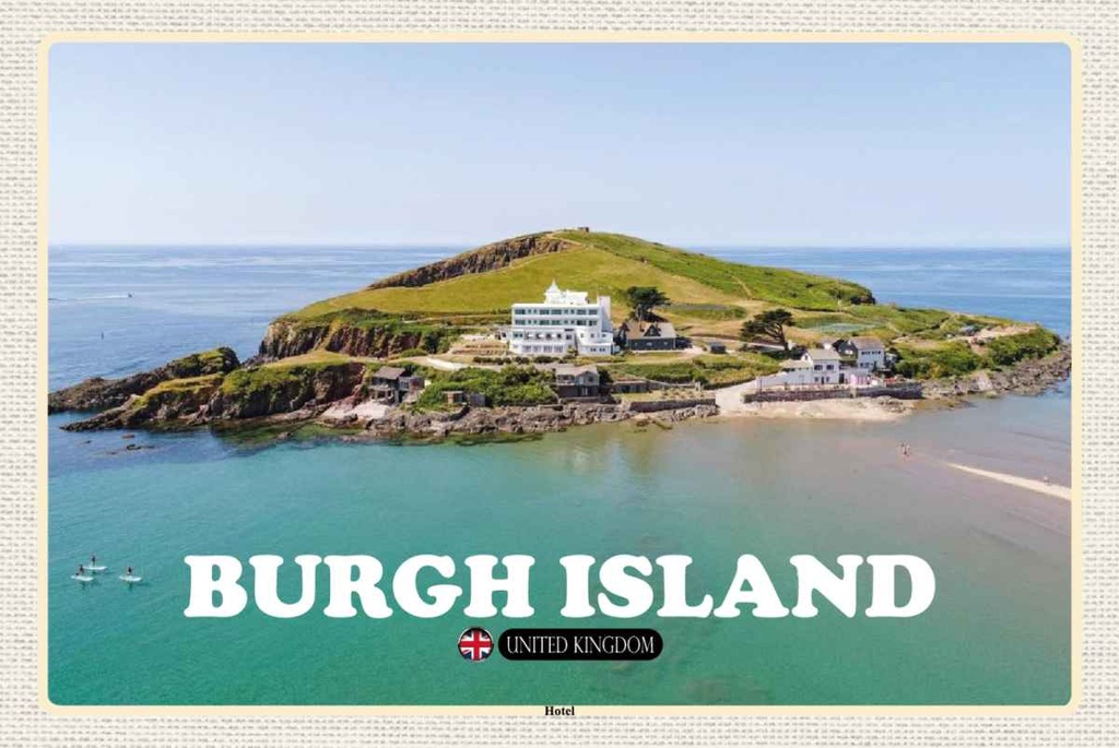 Holzschild 20x30 cm Burgh Island United Kingdom Bildmotiv Reisemotiv Abenteuer Reisen