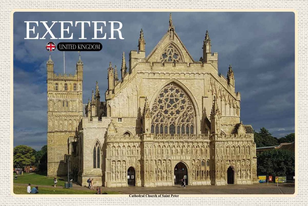 Holzschild 20x30 cm Exeter Cathedral Church Saint Peter Bildmotiv Reisemotiv Abenteuer Reisen