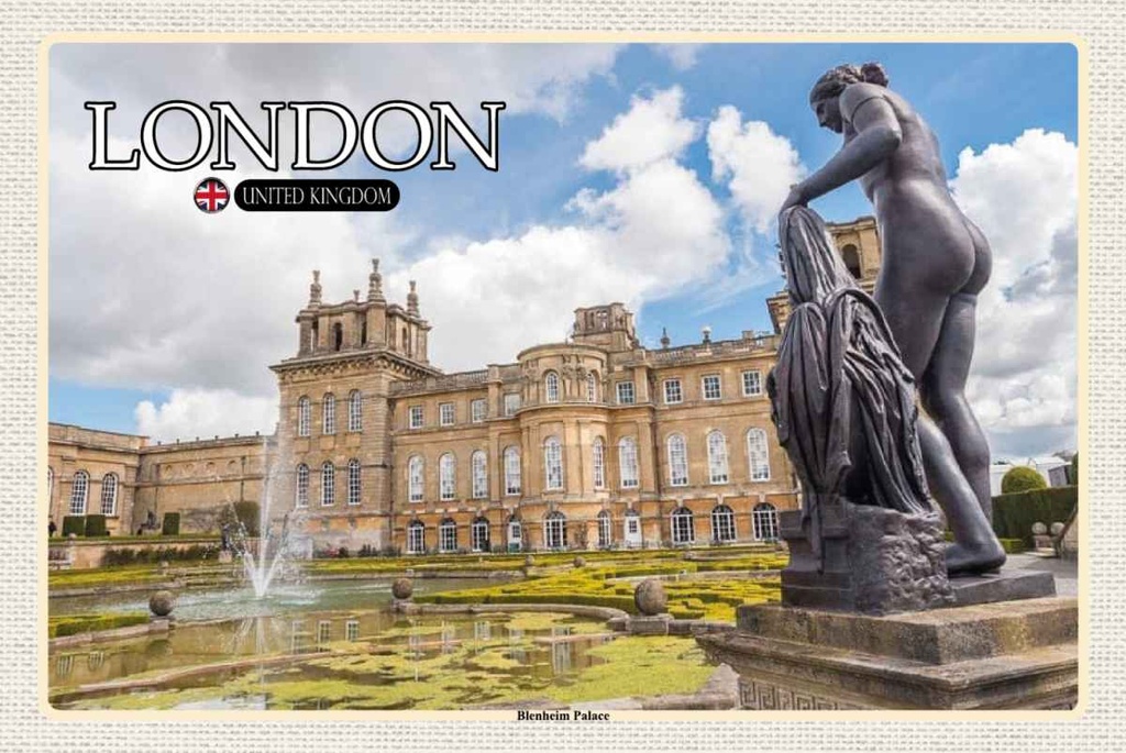 Holzschild 20x30 cm Lodnon England Blenheim Palace Bildmotiv Reisemotiv Abenteuer Reisen