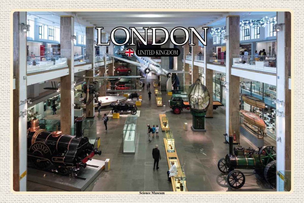 Holzschild 20x30 cm London England UK Science Museum Bildmotiv Reisemotiv Abenteuer Reisen