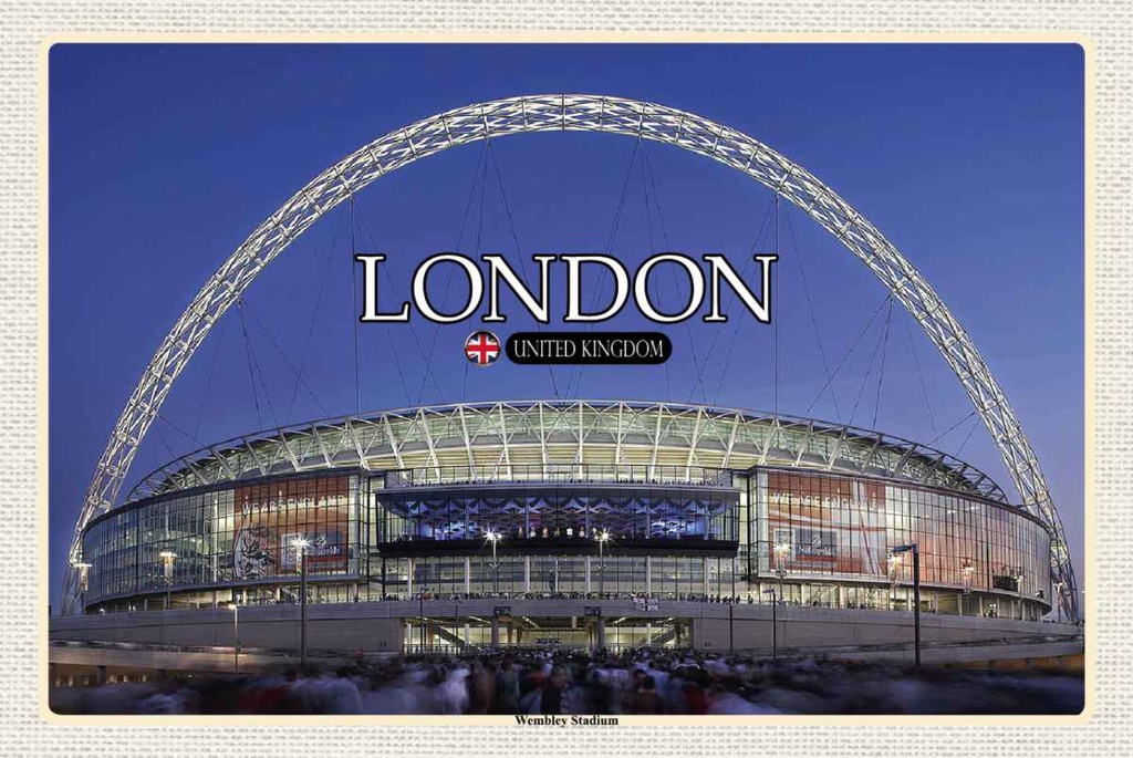 Holzschild 20x30 cm Wembley Stadium London England Bildmotiv Reisemotiv Abenteuer Reisen