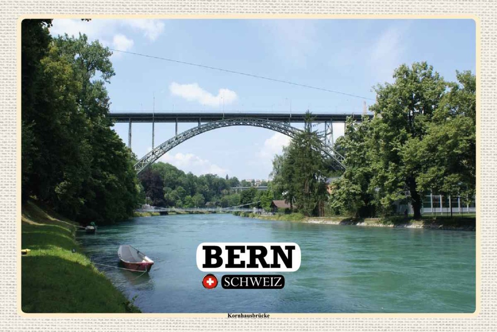 Holzschild 20x30 cm Bern Schweiz Kornhausbrücke Brücke Bildmotiv Reisemotiv Abenteuer Reisen