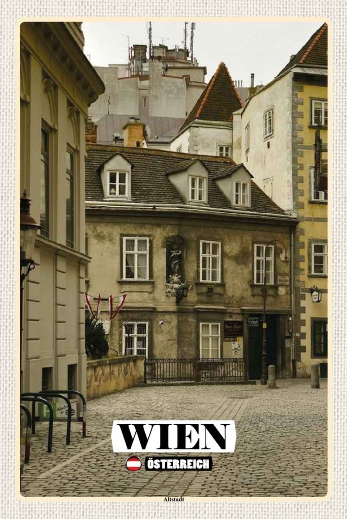 Holzschild 30x20 cm Wien Österreich Altstadt Architektur Bildmotiv Reisemotiv Abenteuer Reisen