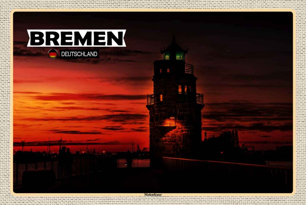 Holzschild 20x30 cm Bremen Deutschland Molenfeuer Bildmotiv Reisemotiv Abenteuer Reisen