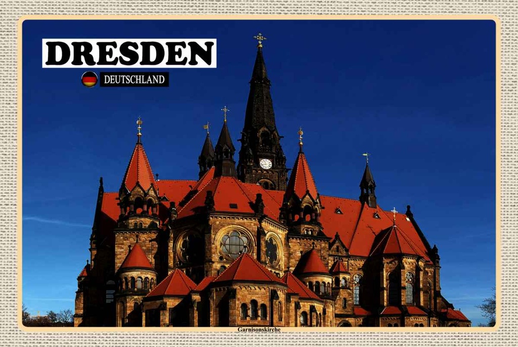 Holzschild 20x30 cm Dresden Deutschland Ganisonskirche Bildmotiv Reisemotiv Abenteuer Reisen