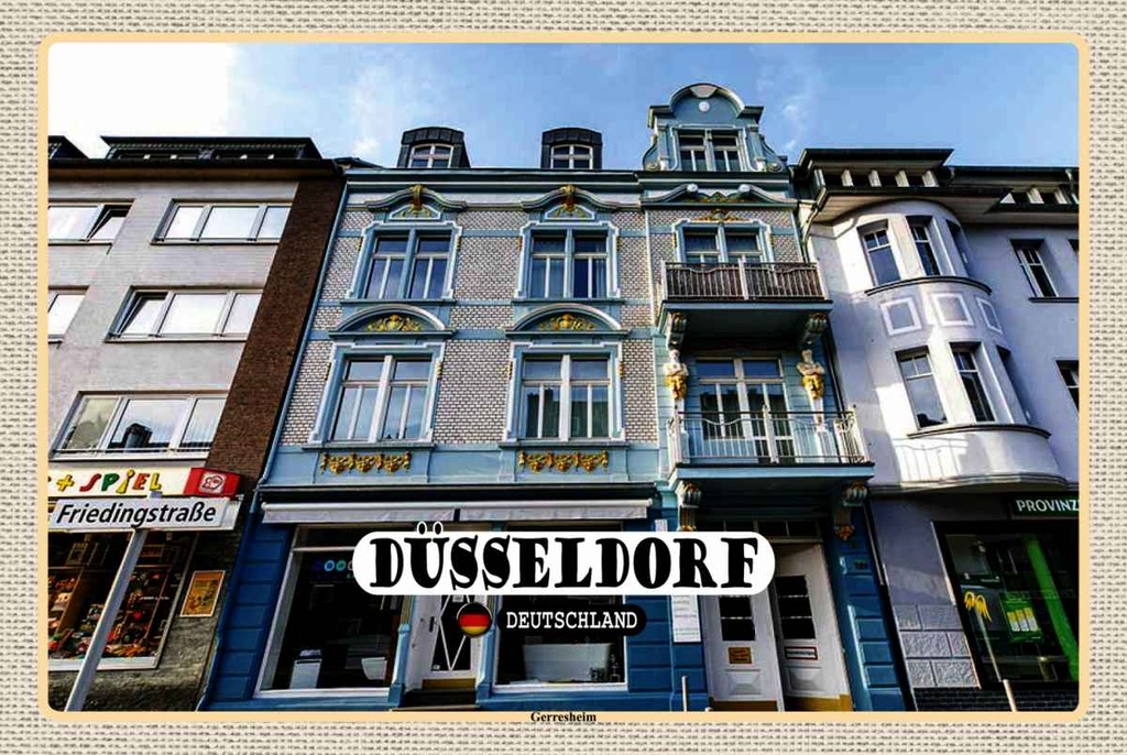 Holzschild 20x30 cm Düsseldorf Gerresheim Architektur Bildmotiv Reisemotiv Abenteuer Reisen
