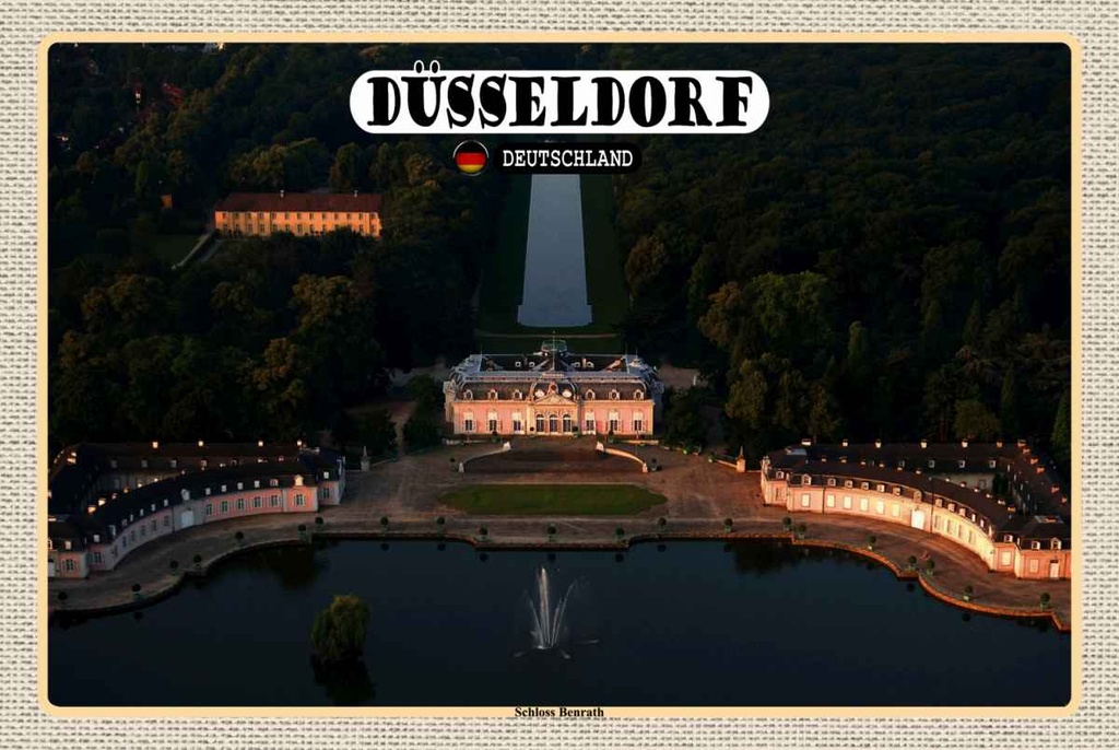 Holzschild 20x30 cm Düsseldorf Schloss Benrath Bildmotiv Reisemotiv Abenteuer Reisen