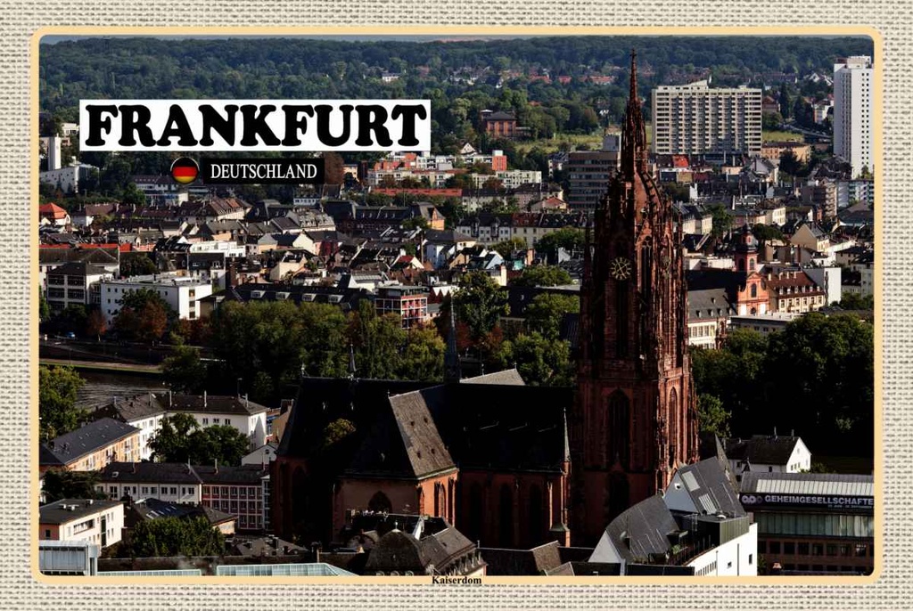 Holzschild 20x30 cm Frankfurt Kaiserdom Kirche Bildmotiv Reisemotiv Abenteuer Reisen