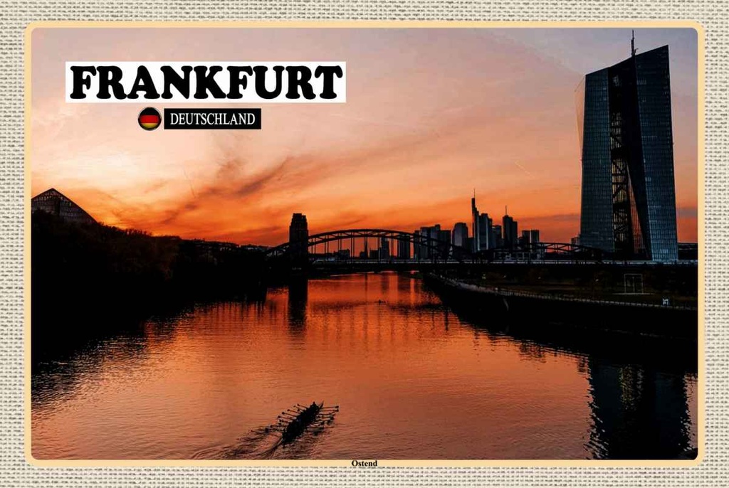 Holzschild 20x30 cm Frankfurt Ostend Rhein Neubau Bildmotiv Reisemotiv Abenteuer Reisen