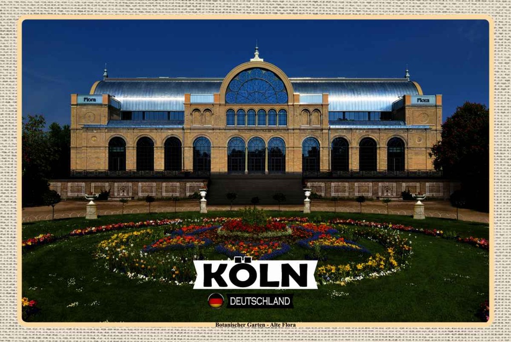 Holzschild 20x30 cm Köln Botanischer Garten Alte Flora Bildmotiv Reisemotiv Abenteuer Reisen
