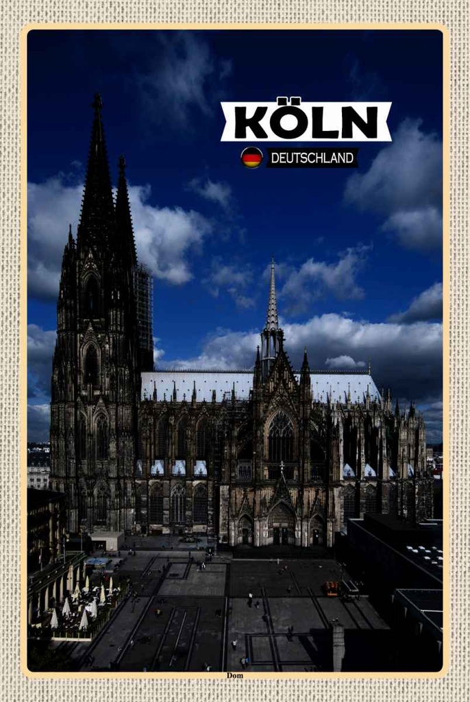 Holzschild 30x20 cm Köln Dom Blick auf Domplatz Bildmotiv Reisemotiv Abenteuer Reisen
