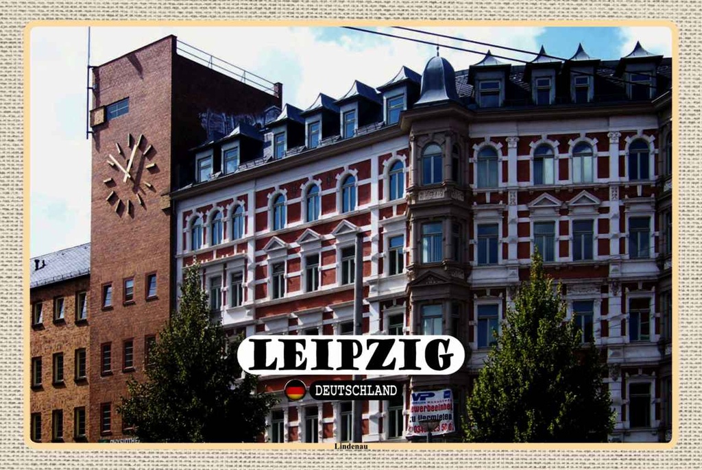 Holzschild 20x30 cm Leipzig Lindenau Architektur Bildmotiv Reisemotiv Abenteuer Reisen