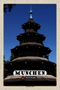 Holzschild 30x20 cm München Chinesicher Turm Baukunst