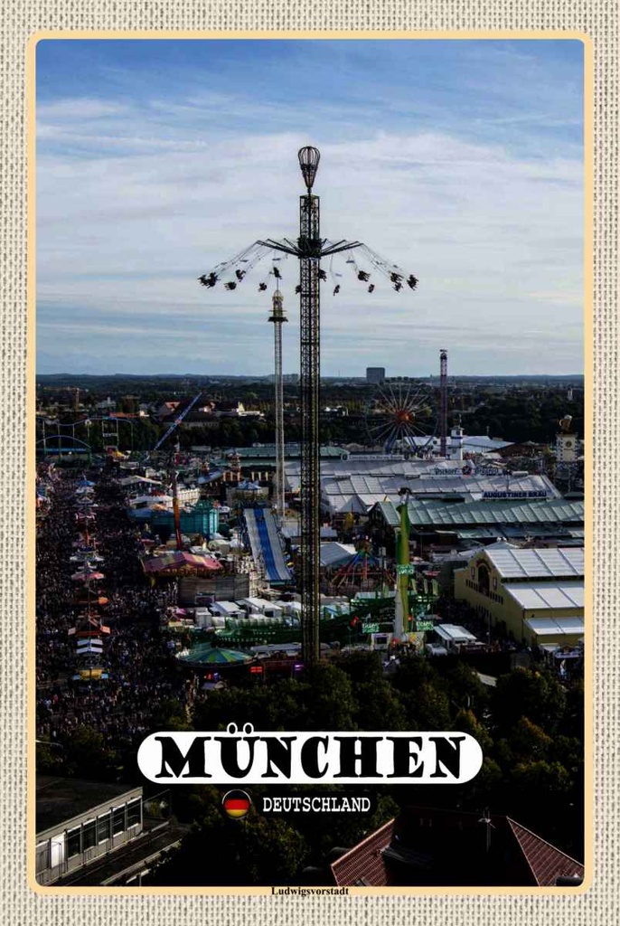 Holzschild 30x20 cm München Ludwigvorstadt Kirmes Bildmotiv Reisemotiv Abenteuer Reisen