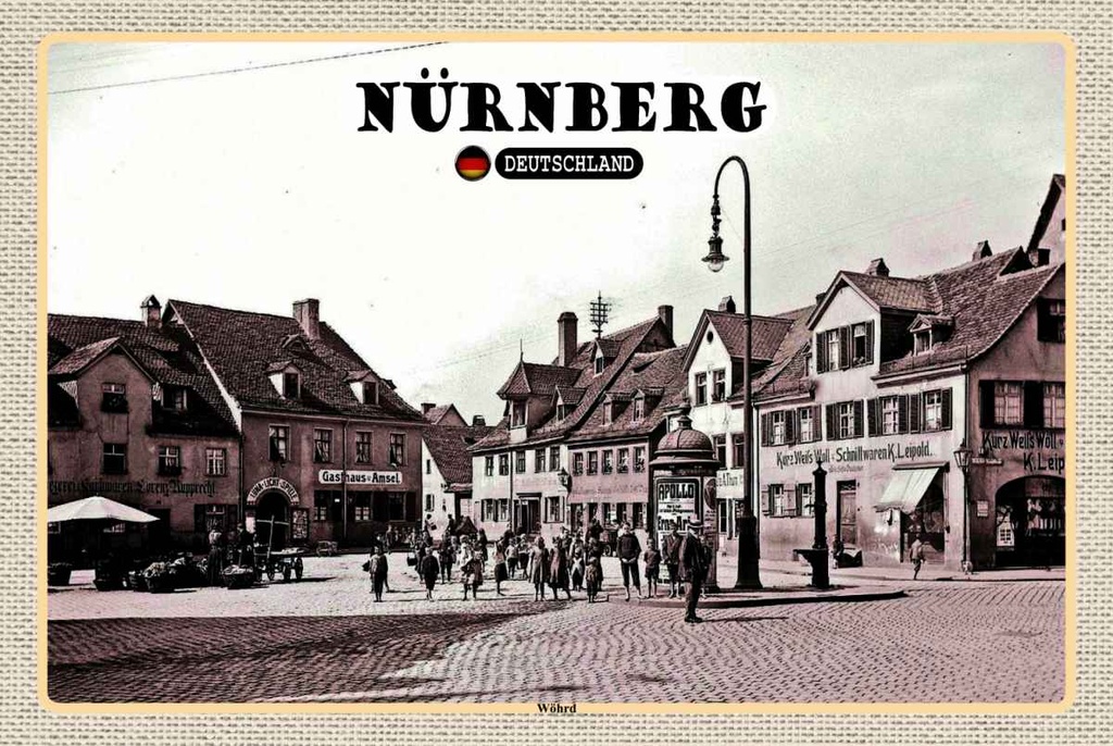 Holzschild 20x30 cm Nürnberg Wöhrd Altstadt Gemälde Bildmotiv Reisemotiv Abenteuer Reisen