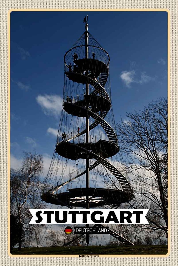 Holzschild 30x20 cm Stuttgart Killesbergturm Architektur Bildmotiv Reisemotiv Abenteuer Reisen