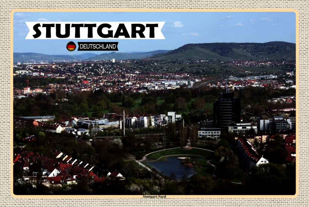 Holzschild 20x30 cm Stuttgart Nord Deutschland Bildmotiv Reisemotiv Abenteuer Reisen