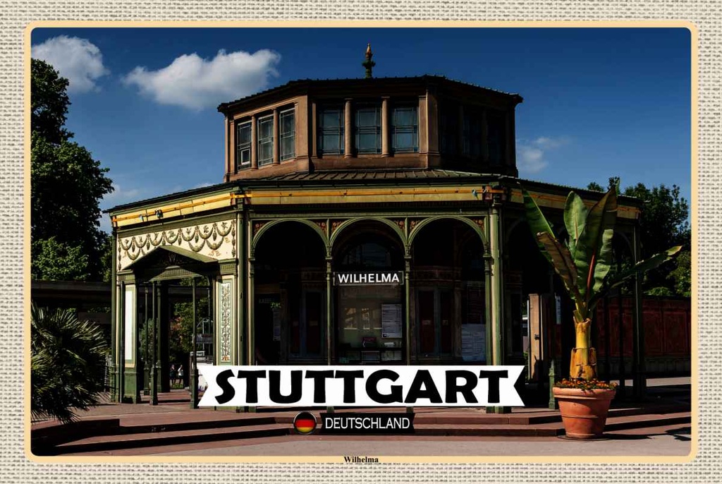 Holzschild 20x30 cm Stuttgart Wilhelma Architektur Bildmotiv Reisemotiv Abenteuer Reisen