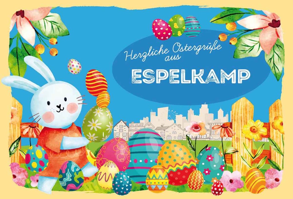 Holzschild 20x30 cm Ostergrüße ESPELKAMP Ostern