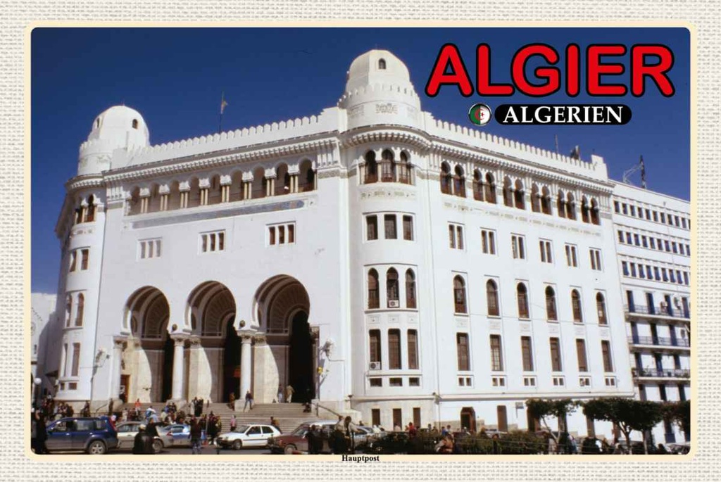 Holzschild 20x30 cm Algier Algerien Hauptpost Bildmotiv Reisemotiv Abenteuer Reisen