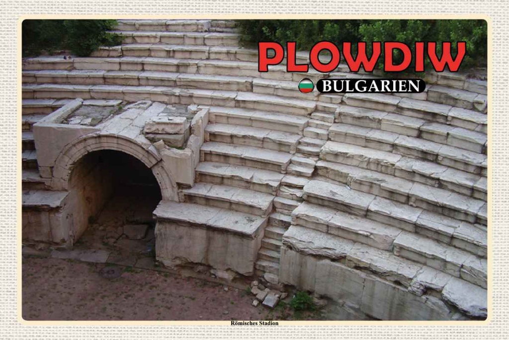 Holzschild 20x30 cm Plowdiw Bulgarien Römisches Stadion Bildmotiv Reisemotiv Europa