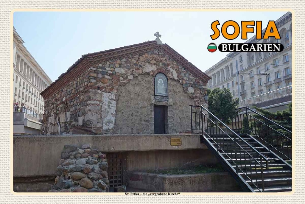 Holzschild 20x30 cm Sofia Bulgarien Sv Petka vergrabene Kirche Bildmotiv Reisemotiv Europa