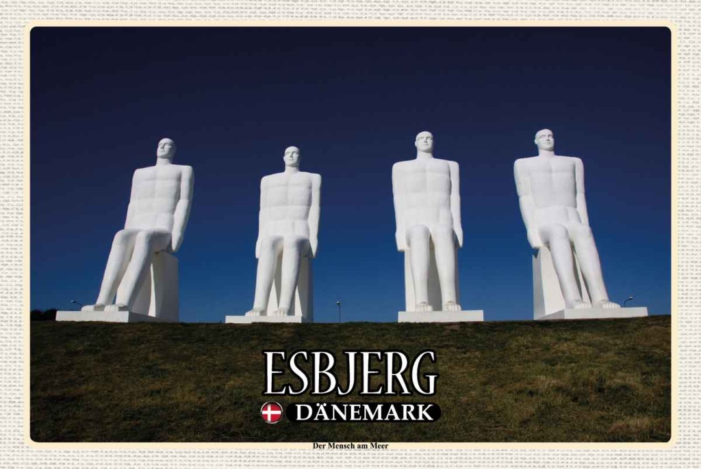Holzschild 20x30 cm Esbjerg Dänemark Der Mensch am Meer Bildmotiv Reisemotiv Europa