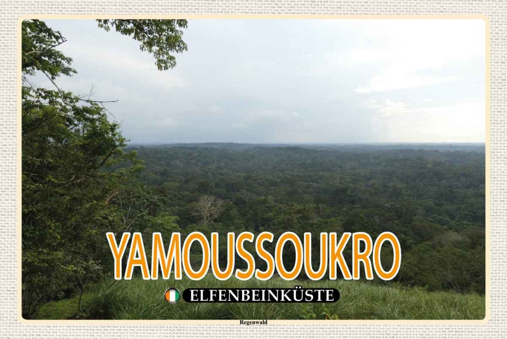 Holzschild 20x30 cm Yamoussoukro Elfenbeinküste Regenwald Bildmotiv Reisemotiv Amerika USA