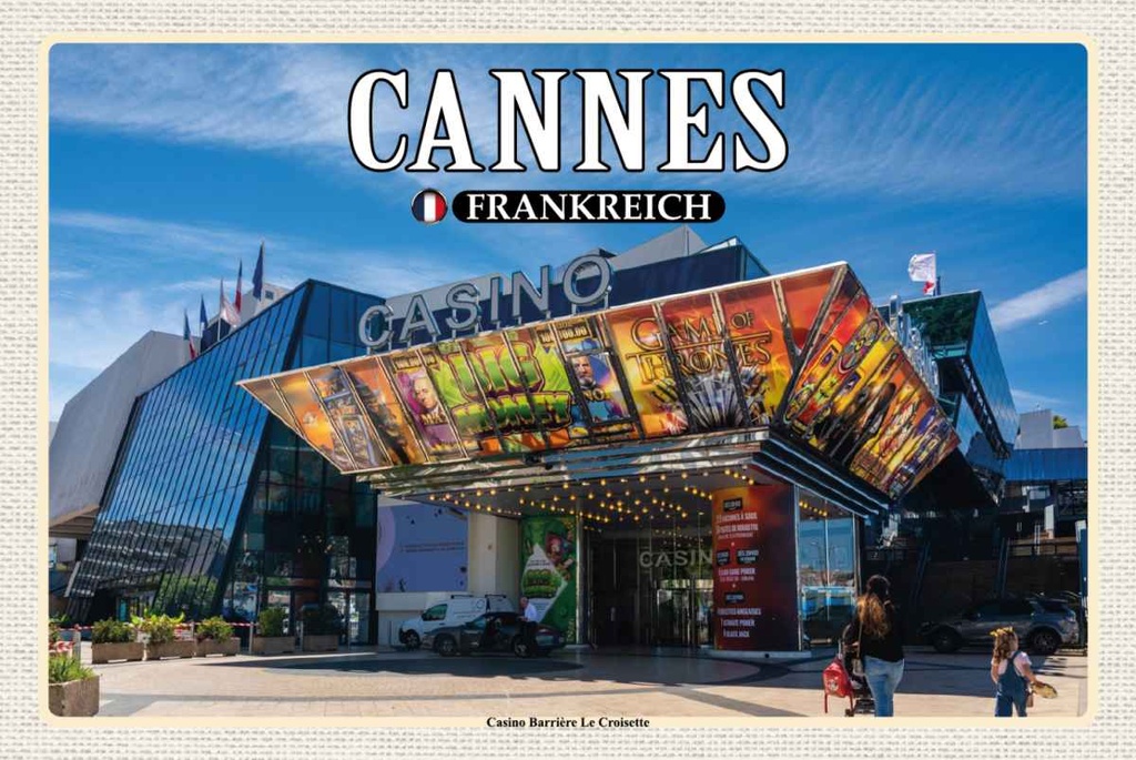 Holzschild 20x30 cm Cannes Frankreich Casino Barrière Bildmotiv Reisemotiv Europa