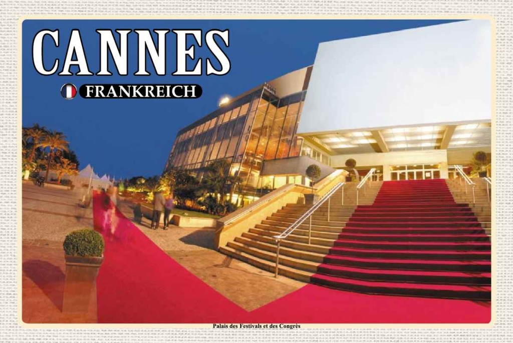 Holzschild 20x30 cm Cannes Frankreich Palais Festivals Congrès Bildmotiv Reisemotiv Europa