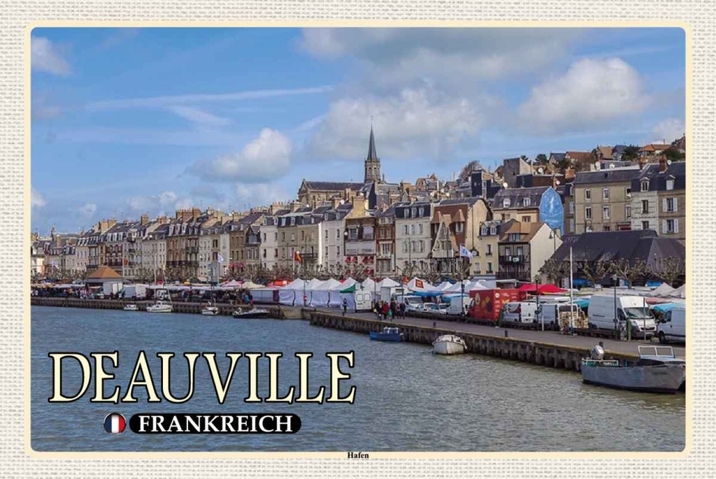 Holzschild 20x30 cm Deauville Frankreich Hafen Boote Bildmotiv Reisemotiv Europa