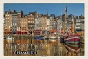 Holzschild 20x30 cm Honfleur Frankreich Fischerhafen Boote Essen Trinken