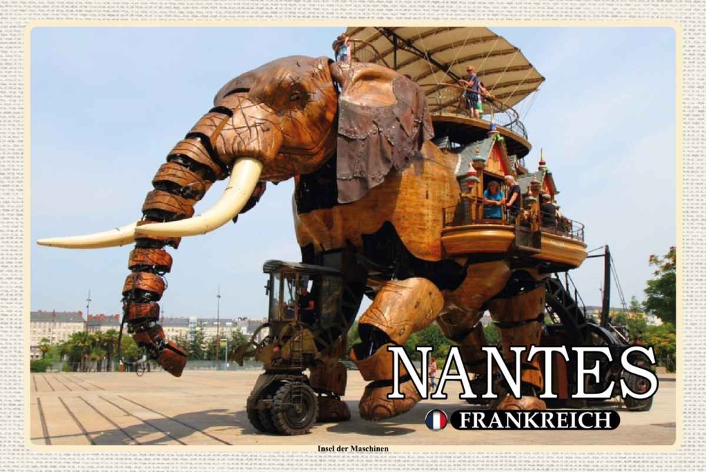 Holzschild 20x30 cm Nantes Frankreich Insel der Maschinen Bildmotiv Reisemotiv Europa