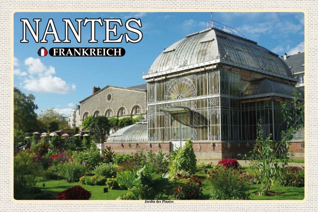 Holzschild 20x30 cm Nantes Frankreich Jardin des Plantes Bildmotiv Reisemotiv Europa