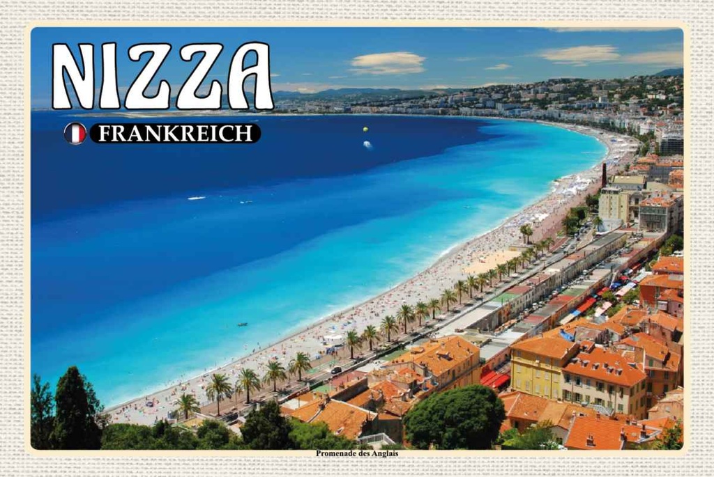 Holzschild 20x30 cm Nizza Frankreich Promenade des Anglais Bildmotiv Reisemotiv Europa