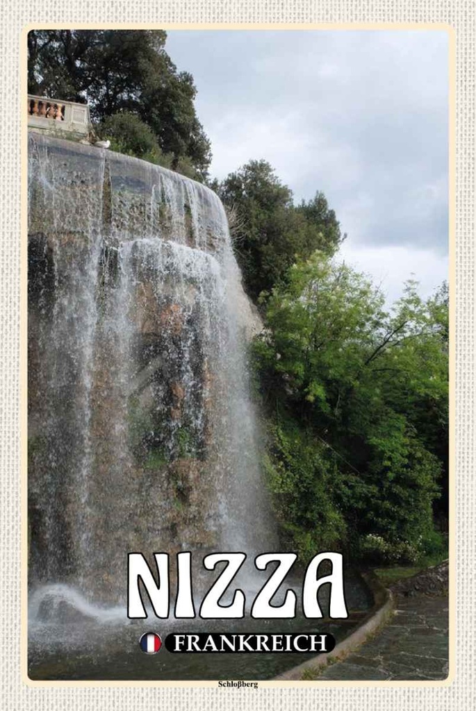 Holzschild 30x20 cm Nizza Frankreich Schloßberg Straße Stadt
