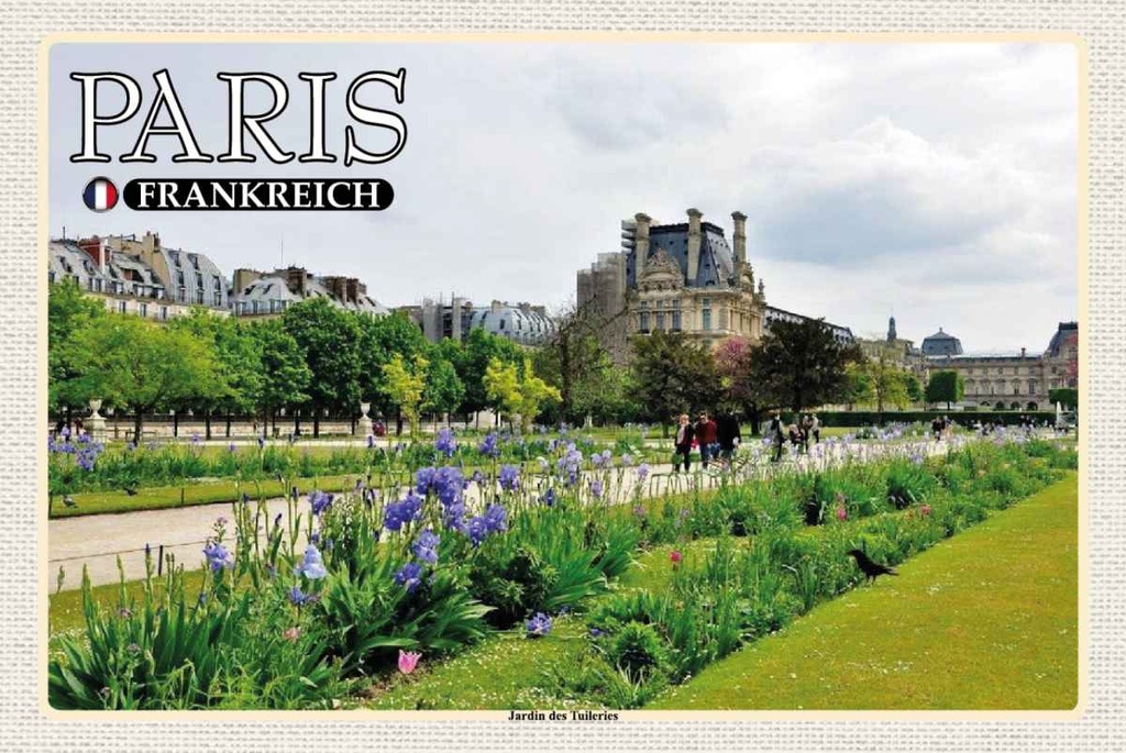 Holzschild 20x30 cm Paris Frankreich Jardin des Tuileries Park Bildmotiv Reisemotiv Europa