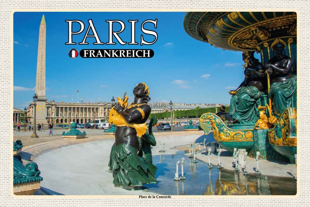 Holzschild 20x30 cm Paris Frankreich Place de la Concorde Bildmotiv Reisemotiv Europa