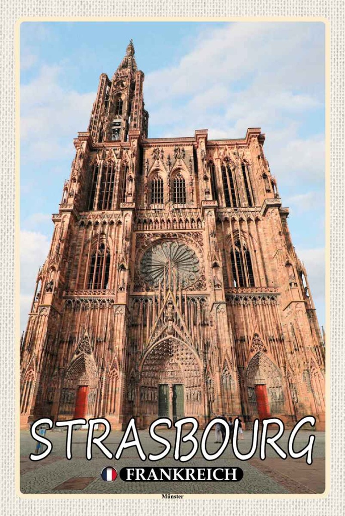 Holzschild 30x20 cm Strasbourg Frankreich Münster Straße Stadt