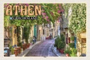 Holzschild 20x30 cm Athen Griechenland Plaka Stadtteil Bildmotiv Reisemotiv Abenteuer Reisen