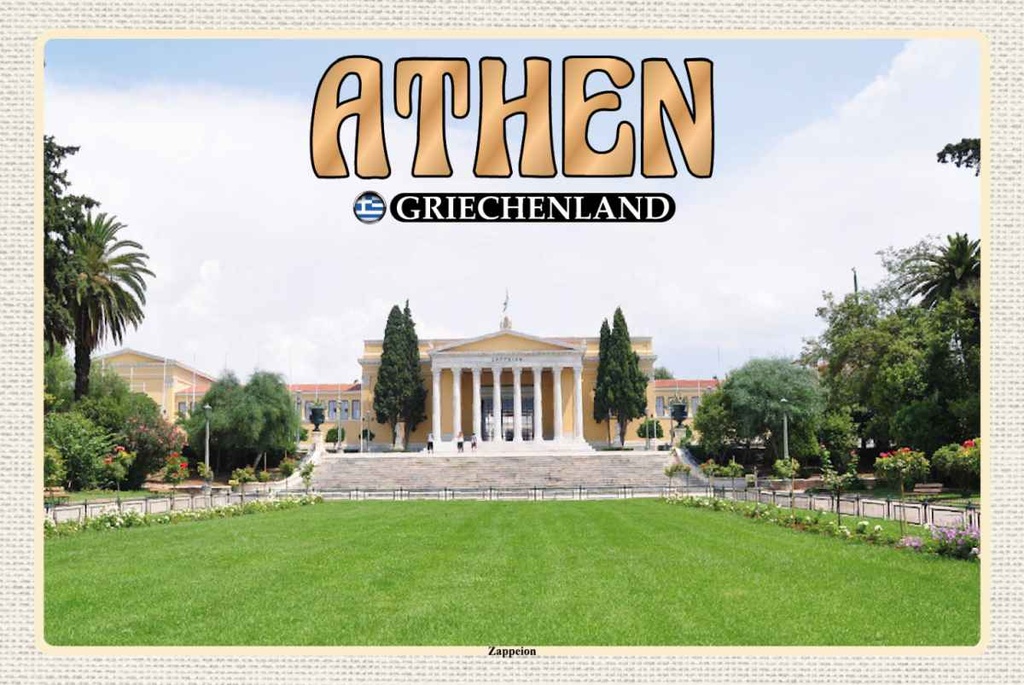 Holzschild 20x30 cm Athen Griechenland Zappeion Kongress Bildmotiv Reisemotiv Abenteuer Reisen