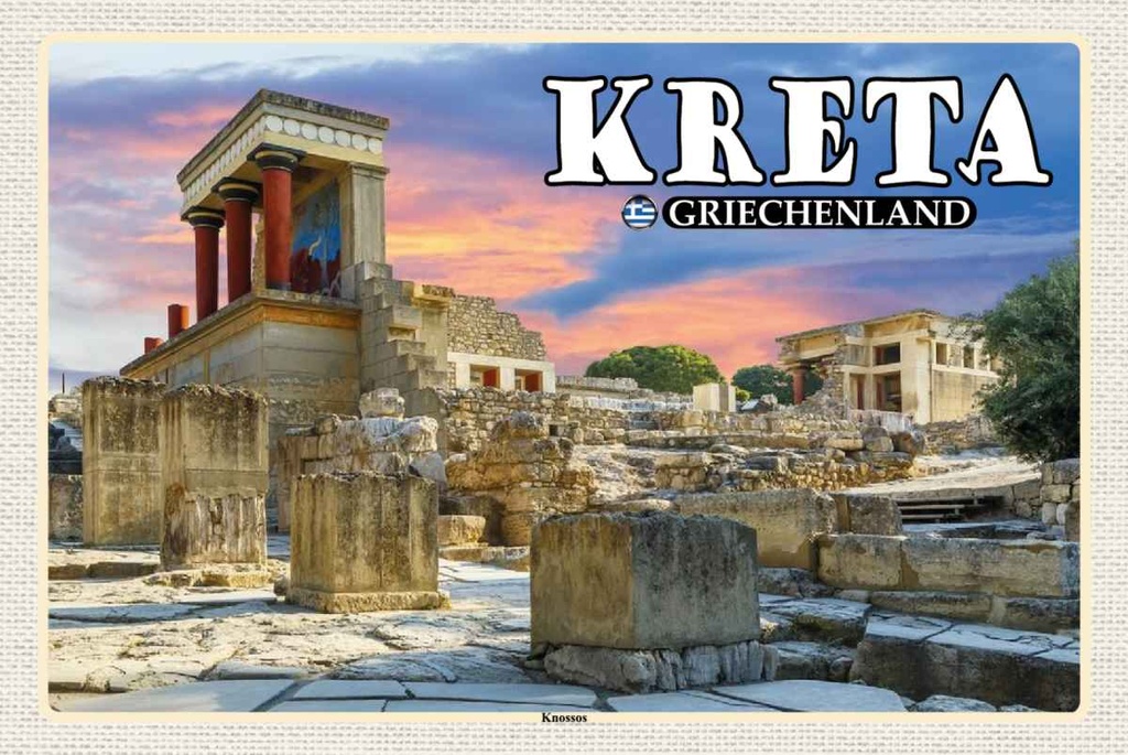 Holzschild 20x30 cm Kreta Griechenland Knossos Palast Bildmotiv Reisemotiv Europa