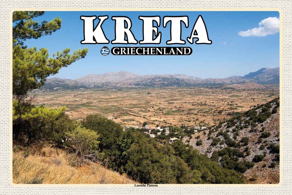 Holzschild 20x30 cm Kreta Griechenland Lassithi Plateau Bildmotiv Reisemotiv Europa