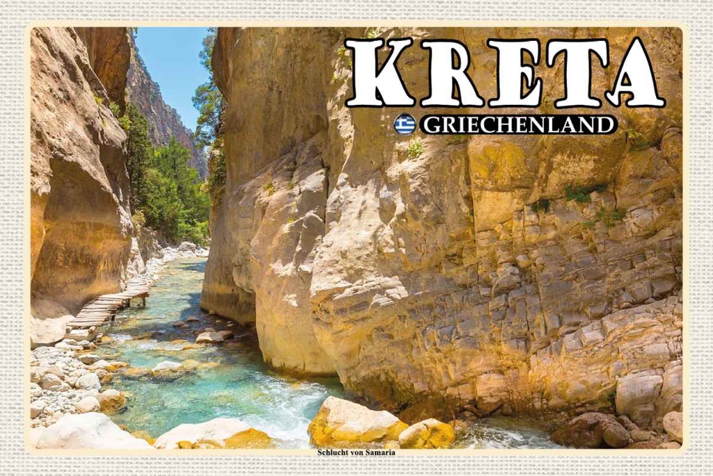 Holzschild 20x30 cm Kreta Griechenland Schlucht von Samaria Bildmotiv Reisemotiv Europa