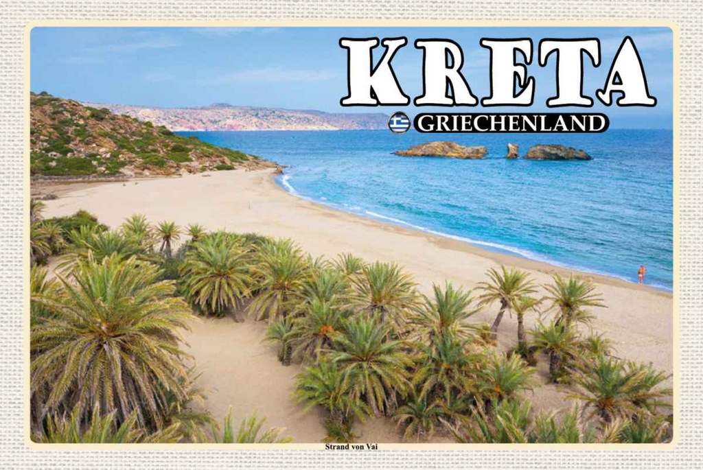 Holzschild 20x30 cm Kreta Griechenland Strand von Vai Bildmotiv Reisemotiv Europa