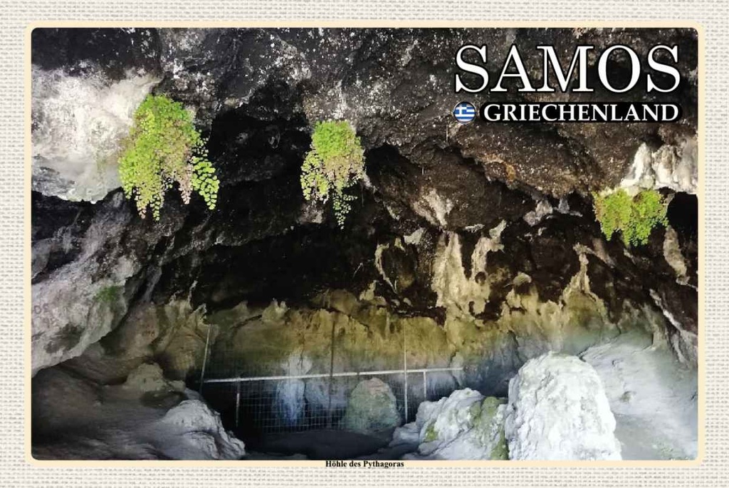 Holzschild 20x30 cm Samos Griechenland Höhle des Pythagoras Bildmotiv Reisemotiv Europa