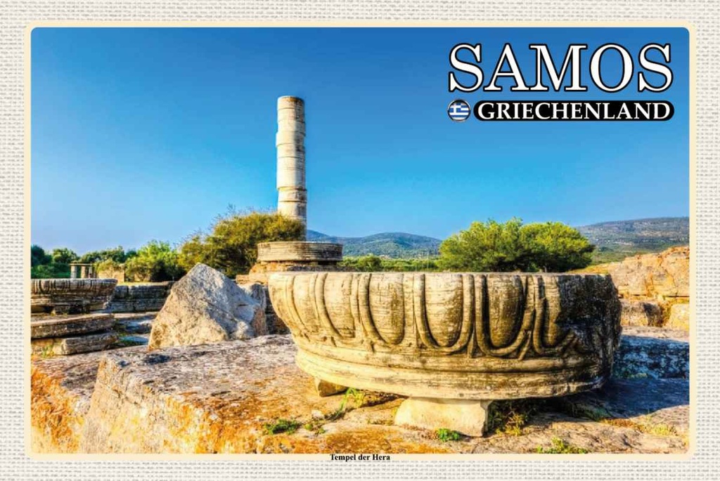 Holzschild 20x30 cm Samos Griechenland Tempel der Hera Bildmotiv Reisemotiv Europa