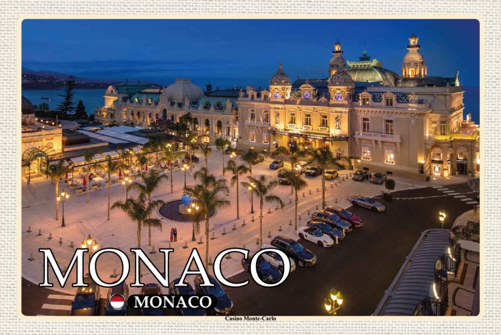 Holzschild 20x30 cm Monaco Casino Monte-Carlo Bildmotiv Reisemotiv Europa