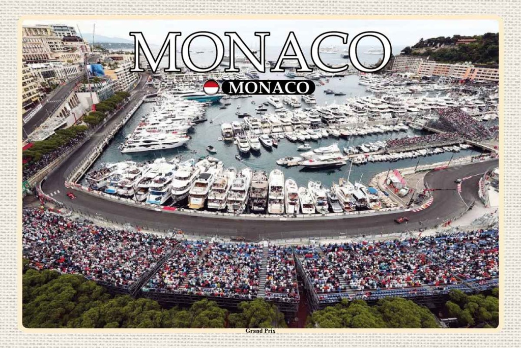 Holzschild 20x30 cm Monaco Grand Prix Rennsport Bildmotiv Reisemotiv Europa